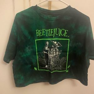 Beetlejuice green tie dye crop t shirt